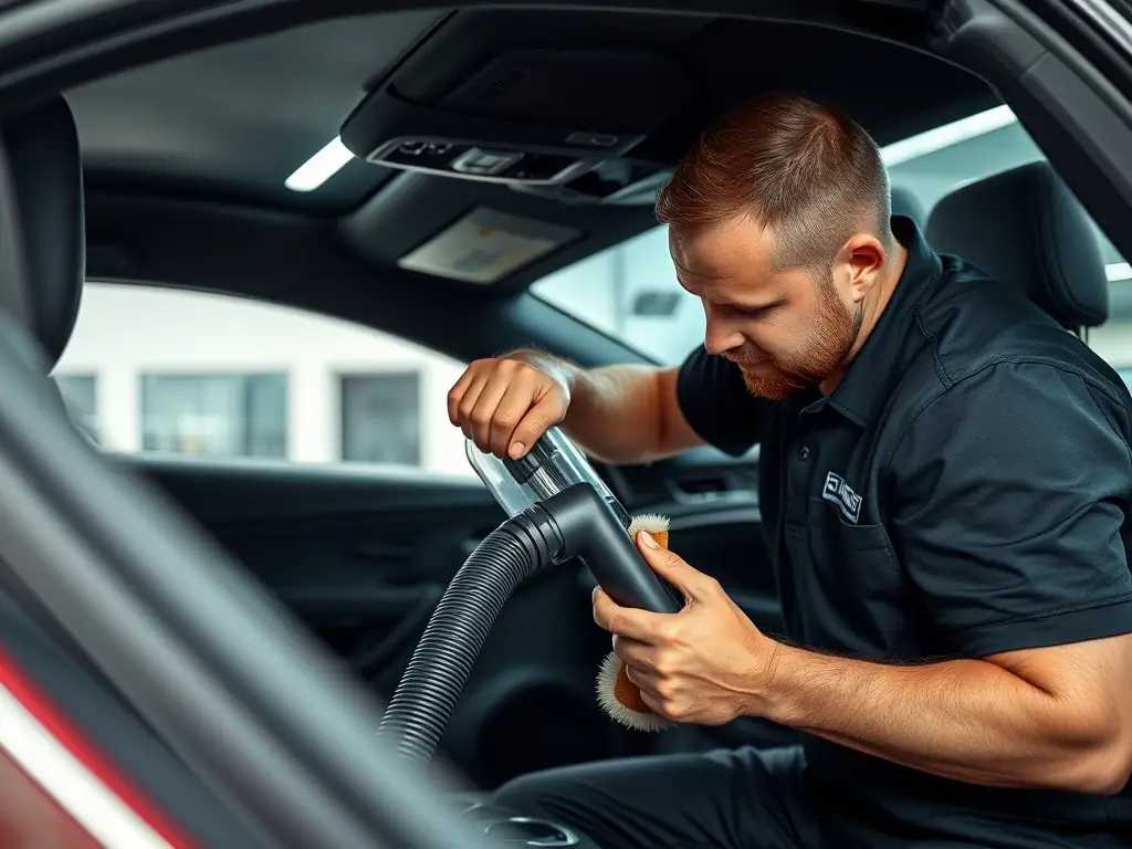 Image of a car's interior being meticulously cleaned and detailed, showcasing the attention to detail in interior cleaning services.